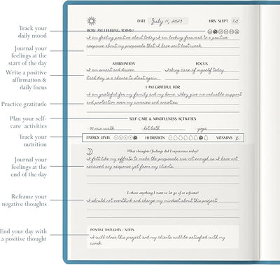 FINDING BALANCE Mental Health Journal – 6 - Month Daily Journal with Prompts for Mindfulness, Self - Care & Healing – Anxiety & Depression Relief – Blue Hardcover - Forever Consciousness