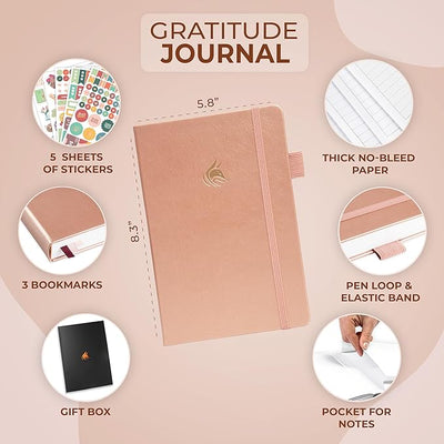 Clever Fox Gratitude Journal Premium - Happiness, Positivity & Affirmation Journal – Inspirational Daily Notebook, 6 Months (Rose Gold) - Forever Consciousness