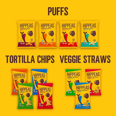 Hippeas Chickpea Puffs, Vegan White Cheddar, 0.8 Ounce (Pack of 30), 3g Protein, 2g Fiber, Vegan, Gluten-Free, Crunchy, Plant Protein Snacks