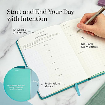 Ink+Volt Daily Gratitude Journal for Women & Men, Original Design with Inspirational Quotes, Grateful Journal for Happiness, Mindfulness, Affirmations & Reflection - 6x8.5 in, Sky Blue - Forever Consciousness