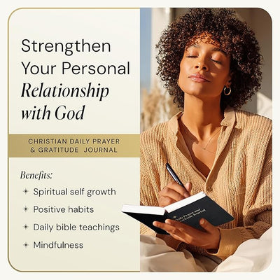 Christian Journal Co Daily Prayer & Gratitude Journal - 6 Months | Black Leather Day Planner for Bible Affirmations & Prayer Requests | Positivity Book for Study & Praying | Religious Gift - Forever Consciousness