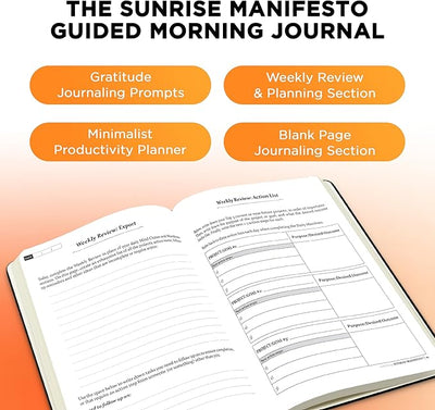 SaltWrap Sunrise Manifesto: Daily Morning Guided Journal for Gratitude, Mindfulness, Wellness, Self Care for Women & Men – 5 Minute Reflection Journal - Forever Consciousness