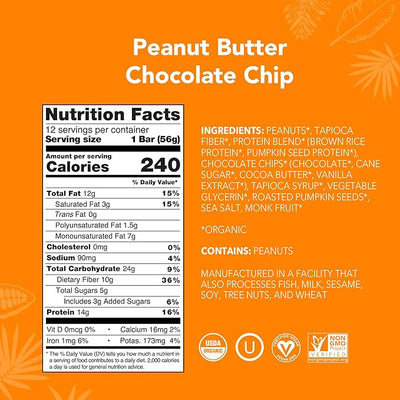 ALOHA Organic Plant Based Protein Bars |Peanut Butter Chocolate Chip | 1.98 Oz (Pack of 12) | Vegan, Low Sugar, Gluten Free, Paleo, Low Carb, Non-GMO, Stevia Free, Soy Free, No Sugar Alcohols