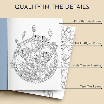 RYVE Coloring Book for Adults Relaxation - Beautiful Designs to Promote Mindfulness & Relaxation - Adult Coloring Book for Women & Men, Anxiety and Stress Relief Gifts for Women, Flower Designs - Forever Consciousness
