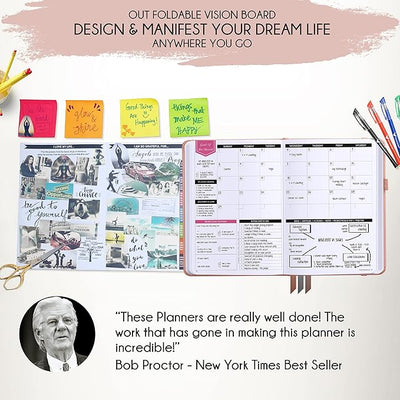 Law of Attraction Planner – Undated Hourly, Weekly & Monthly Goal Setting Planner, 12 - Month to Increase Productivity | Life & Gratitude Journal, Include Foldable Vision Board, Gift Box & Stickers - Forever Consciousness