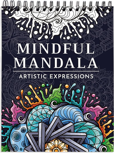 RYVE Mandala Coloring Book for Adults - 50 Unique Mandalas for Relaxation & Stress Relief - Adult Coloring Book Spiral Bound for Women and Men, Mindfulness Gifts for Women