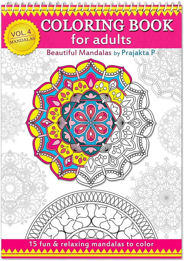 Relaxing Mandalas Adult Coloring Book: Volume 04 | Spiral bound paperback | Stress relieving intricate mandalas for grown-ups | Premium Coloring Book | Thick Cartridge Paper | Paint N Sip Party