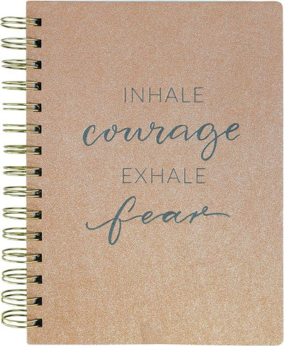 Graphique Medium Vegan Leather Spiral Journal, Courage – 6” x 8", 192 Lined Pages, Inhale Courage Exhale Fear Quote Embellished on the Cover – Perfect for Taking Notes, Lists and More (SCWS005)